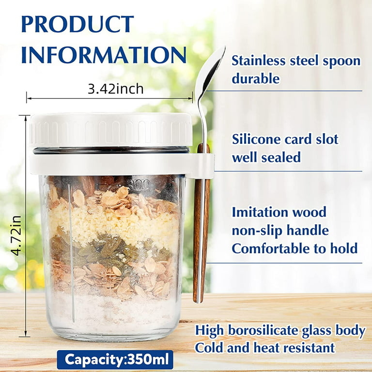 POWERLIX Overnight Oat Jars, Overnight Oats Container with Lid