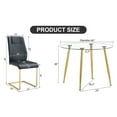 thumbnail image 5 of Table and chair set. Round dining table, glass tabletop with a diameter of 40 inches, and gold-plated metal legs, paired with 4 black PU cushions and a dining chair with gold-plated metal feet. DT1164, 5 of 13