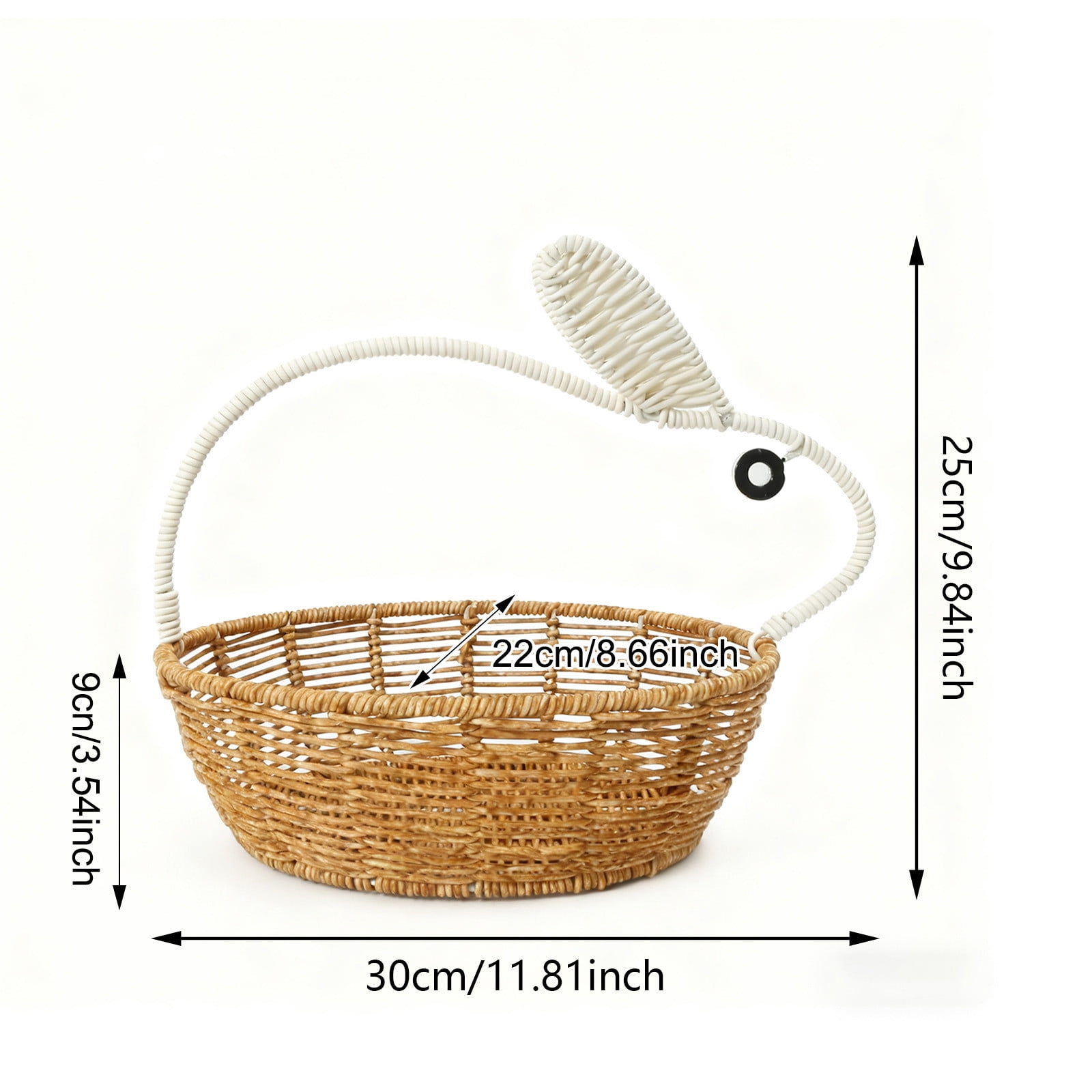 Easter Woven Basket & Woven Rabbit - Woven Baskets for Storage, Handheld Plastic Storage Basket with Chicken & Egg Decor, Spring Gift Basket, Flower Holder, Home Decorative Organizer
