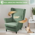 thumbnail image 4 of CJC Wingback Chair Slipcover, 2-Piece Stretch Wing Back Chair Cover with Cushion Cover, Armchair Covers Furniture Protector for Living Room Bedroom (Green), 4 of 9