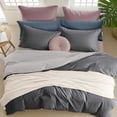 thumbnail image 5 of Exclusivo Mezcla Queen Bedding Duvet Cover Set, 3 Pieces Lightweight Comforter Cover with Pillow Shams (Light Grey and Dark Grey), 5 of 9