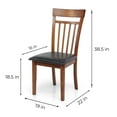thumbnail image 5 of 3 Pc Dining Kitchen Set of Square Table and 2 Classic Warm Solid Wooden Chairs, Medium Brown, 5 of 8