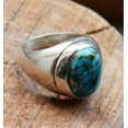 thumbnail image 1 of Solid 925 Sterling Silver Natural Turquoise 7 CT Gemstone Christmas Mens Ring, 1 of 5