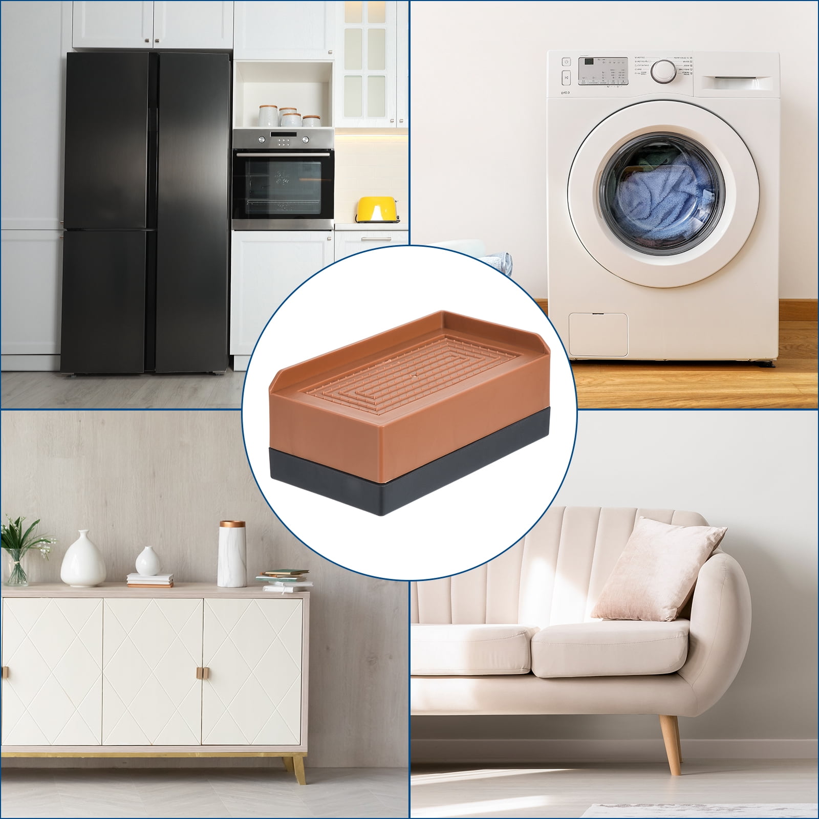 Unique Bargains Furniture Risers Bed Square Bed Risers Adjustable Couch Lifter Block Brown 4.5" x 2.4" x 3"