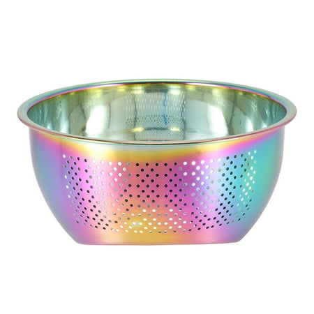 

Strainer Basket Rice Stainless Steel Washing Filter Strainer Colorful Basket Sieve Drainer Kitchen Gadget -Rainbow