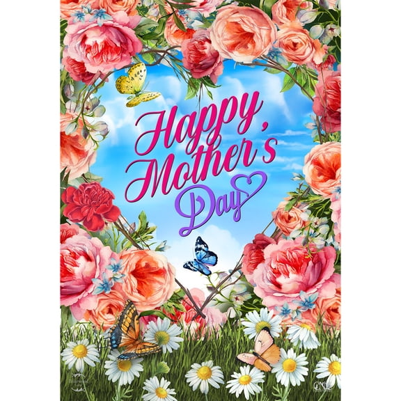 Briarwood Lane Spring Mother's & Father's Day Garden Flag 12x18 For Outdoor Mother's Day Floral Heart For Mother's & Father's Day Garden Flag Flags For Outside