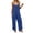 Dark Blue, variant on Jumpsuits for Women Spaghetti Strap Scoop Neck Lounge Summer Outfits Wide Leg Sleeveless Loose Fit Flowy Casual Rompers with Pockets Dark Blue L