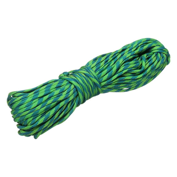 Uxcell 1/8" Paracord Rope, 100ft 7 Strand Heavy Duty Camping Rope Braided Polypropylene Ropes, Lightweight Tie-Downs Utility Cord for Marine, Indoor & Outdoor, Blue/Green