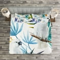 thumbnail image 3 of Ambesonne Tropical Quilted Bedspread Set 3 Pcs, Watercolor Parrot Palm, Queen Size, Multicolor, 3 of 3