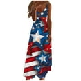 thumbnail image 2 of CFLVAEK July 4th Dresses for Women Plus Size Stars and Stripes Print Dress Summer Casual Sleeveless V Neck Cami Maxi Dress Independence Day Dress S, 2 of 5