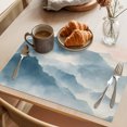 thumbnail image 3 of Mountain Peak Placemats Set of 8 Blue Beige Mist Zen Modern Nature Fantasy Place Mats Indoor Wipeable Table Mats Washable Cloth Dining Table Placemats for Kitchen Holiday Party Home Decor 13x19 Inch, 3 of 9