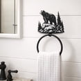 thumbnail image 5 of Black Bear on Rock Towel Ring – Wall Mounted Hand Towel Holder, Black Metal Rustic Cabin Wildlife Design – Lodge, Mountain, Outdoor-Themed Bathroom Decor – Housewarming Gift for Cabin Owners, 5 of 9