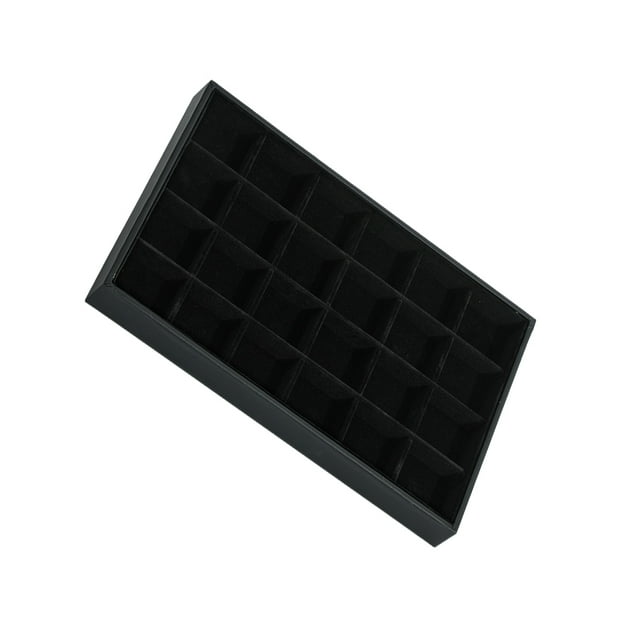 kurtrusly Wood Velvet Display Tray Durable And Exquisite Craft Wide Display Space For Rings Bracelets Black 1Set