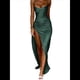 thumbnail image 2 of Vestido de Dama de con Tirantes Finos y Satén con Volantes para Mujer Verde Oscuro XL, 2 of 8