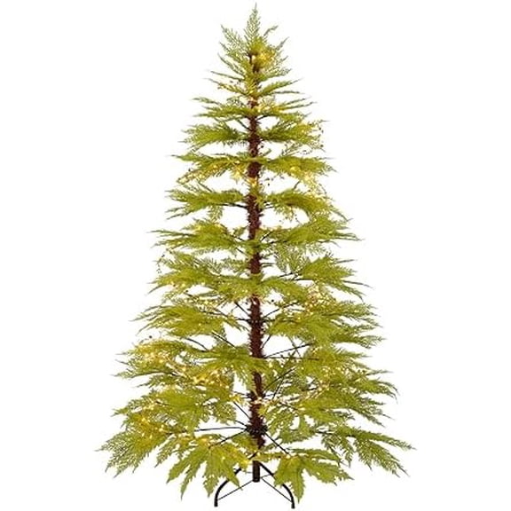 6 FT Cypress Christmas Tree, Pre-lit Artificial Sparse Ornament Tree with Star Tinsel Lights, Foldable Stand for Seasonal Holiday Decoration, 300 Warm White LED Lights$$Home Decor, Kitchen, & Other