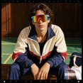 thumbnail image 3 of Oversized Mens Mirrored Shield Sunglasses Rimless Sport Wraparound UV400 / White Frame - Orange Mirror Lens, 3 of 7