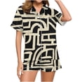 thumbnail image 2 of Women's Home Casual Print Button Up Lapel V Neck Top and Shorts Pocket Short Sleeve Shorts Pajamas Set 2pc Sleepwear LoungewearMulticolor,S, 2 of 6