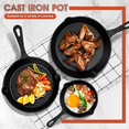 thumbnail image 2 of Skillet Set - Pre-Seasoned 3-Piece Cast Iron Cookware Set 6.5, 8, 10.5 Inches by Old Mountain for Versatile Cooking, 2 of 7
