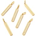 thumbnail image 1 of 1 colgante rectangular de latón con micro pavé de circonitas cúbicas transparentes, chapado en oro auténtico de 18 quilates de larga duración., 1 of 3