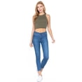 thumbnail image 2 of ShezPretty Women's Basic Sleeveless Halter Neck Tank Crop Top (Medium, Olive), 2 of 5