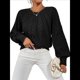 thumbnail image 3 of Suéteres de Mujer, Cuello Redondo, Larga, Punto Cable, Suéteres Gruesos, Tops, Conjuntos de Moda de Otoño Negro L, 3 of 8