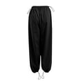 thumbnail image 5 of Women's Low Waist Cargo Pants Casual Solid Color Harajuku Vintage Low Rise Baggy Jogger Loose Cinch Pants Trousers, 5 of 6