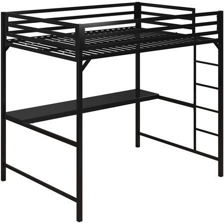 Miles Metal Full Loft Bed with Desk Black