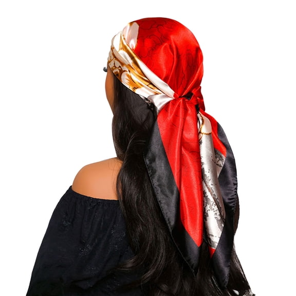 Large Square Headscarf 90x90cm Hair Bandanas Neck Scarves Stylish Soft Artificial Silk for Sleep Beach Daily Wear Parties Decoration