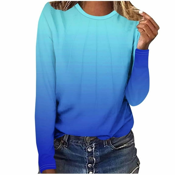 Inleife Fall Tops for Women Women's Round Neck Fashionable Casual Long Sleeved Top