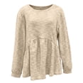 thumbnail image 4 of ClodeEU Women's Long Sleeve Crewneck Empire Waist Shirts,Loose Fit Pleated Flowy Tunic Tops Beige,Womens Plus XXXXL, 4 of 5