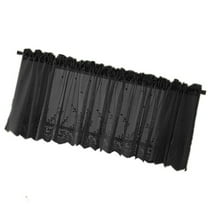 Supvox Thick Lace Half Curtains Short Curtain Polyester Reduce Brightness for Kitchen Home Use 1Set Black