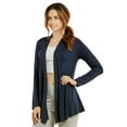 thumbnail image 3 of DailyWear Women's Open-Front Soft Draped Long Sleeve Cardigan Sweater Longline Tunic Navy, XLarge, 3 of 5