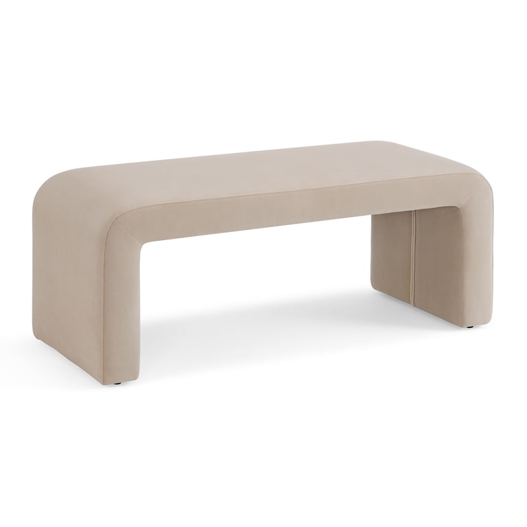 Better Homes & Gardens Juliet Waterfall Velvet Bench, Beige photo 5