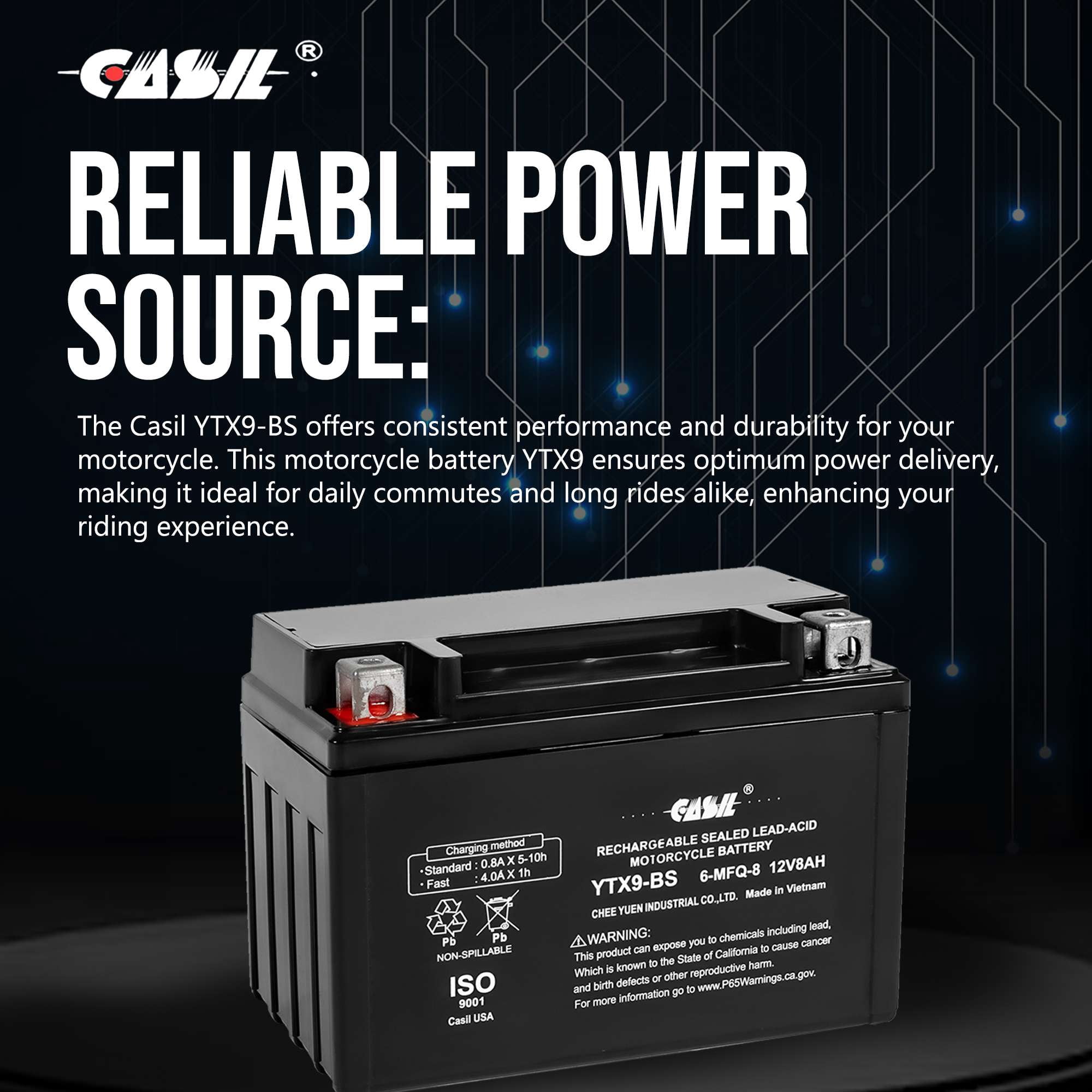 YTX9-BS Motorcycle Battery for KAWASAKI ZX636-B, C Ninja ZX-6R