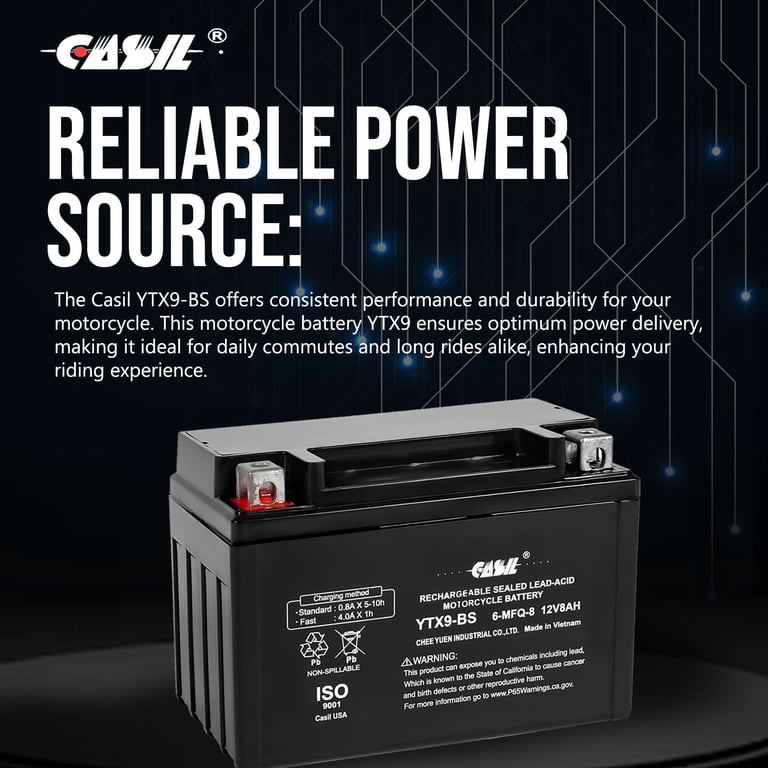 YTX9-BS Motorcycle Battery for KAWASAKI ZX636-B, C Ninja ZX-6R