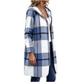 thumbnail image 6 of WIZUTIZ Women's Plaid Long Sleeve Zip Up Hooded Jacket Loose Fit Long Length Casual Coat Fall Winter Trendy Layering Outerwear with Pockets, 6 of 8