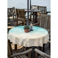 thumbnail image 2 of Outdoor Tablecloth with Umbrella Hole for Patio/Picnic/Party/Camping, Teal Beige Ombre Coastal Waterproof Table Cloth Round Cover Washable, Nautical Beach Starfish Coral Summer (Dia 60"), 2 of 8