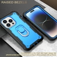 thumbnail image 6 of Dteck Case for iPhone 14 Pro 6.1-inch,Shockproof Rugged Rubber Armor 3-Layer Protection iPhone Case Hybrid Hard PC Back with Ring Holder Kickstand Cover,  Black + Blue, 6 of 7