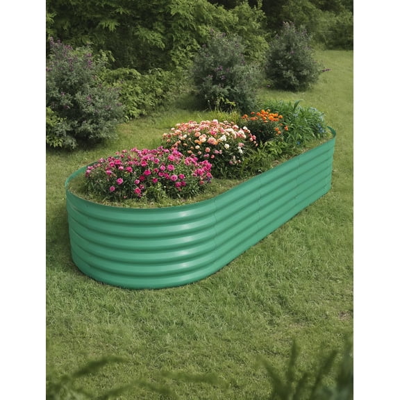 EastVita 2Pcs 10x4x1.5FT Galvanized Steel Raised Garden Bed , Outdoor Large Planter Boxes with Easy Assembly for Vegetables,Fruits,Flowers,Durable Green Raised Garden Bed,Green