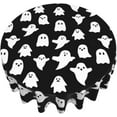 thumbnail image 3 of Happy Halloween Tablecloth 60 Inch Round White Ghost Decorative Tablecloths Washable Farmhouse Black Table Cloth Decorative for Picnic Party Holiday Home Indoor Outdoor, 3 of 6