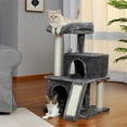 thumbnail image 2 of Pefilos 33" Modern Cat Tree for Adult Cats With Double Condos Spacious Perch Sisal Scratching Posts Cat Tower for Indoor Cats Climbing Ladder and Replaceable Dangling Balls, Gray, 2 of 12