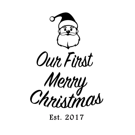 Darling Souvenir Our First Merry Christmas Burlap Print Santa Face Home Decor Personalized Gift Idea-Burlap Print Only(8 x 10 Inches)