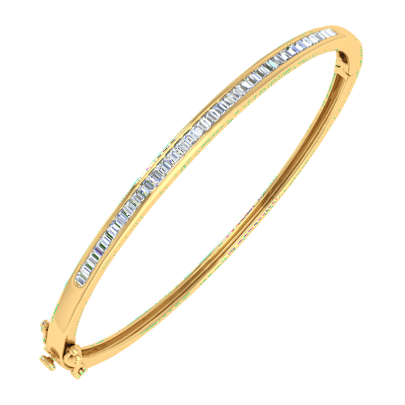 1 1/4 Carat Channel Set Diamond Womens Bangle Bracelet in 14K Yellow Gold (SI1-SI2 Clarity)