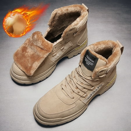 

Men‘s Warm Plush Lining Boots Lace-up Hiking Boots For Outdoor Adventure Fall/Winter