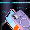 thumbnail image 3 of for iPhone 11 Case with Camera Sliding Cover, [Compatible with MagSafe] with Magnetic Ring Kickstand, Military Grade Heavy Duty Protection Phone Case for iPhone 11, Purple, 3 of 10