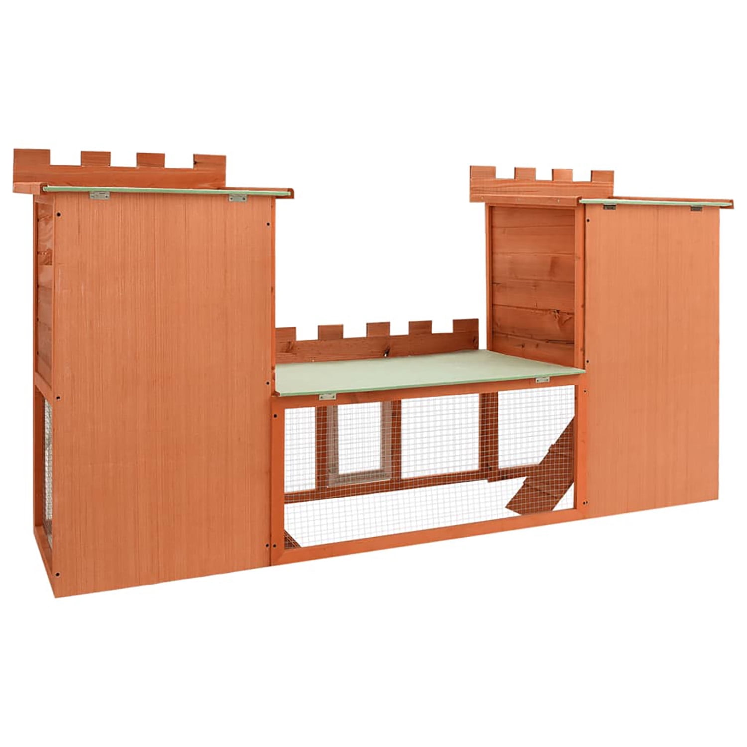 Pefilos 75" Outdoor Large Rabbit Hutches with Ramp Wooden Bunny House Pet Cage Double House, Orange Pefilos 75" Outdoor Large Rabbit Hutches with Ramp Wooden Bunny House Pet Cage Double House, Orange