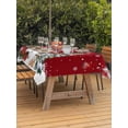 thumbnail image 2 of Outdoor Tablecloth with Umbrella Hole and Zipper, Red Christmas Rectangle Table Cloth 54x80 Inch Waterproof Tablecloth, Snowman Xmas Balls Pine Needle Tree Picnic Table Cover for Patio Camping, 2 of 7