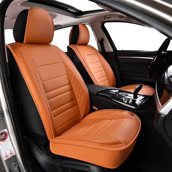 2018 for Hyundai Elantra Seat Cover, Orange Car Seat Covers, Wear-Resistant Faux Leather 360° Full Coverage Seat Set Anti-Slip Lining Refresh Car Interior, Pet Car Seat Covers