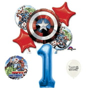Marvel Avengers Captain America Shield 1st Birthday Party Balloons Bouquet