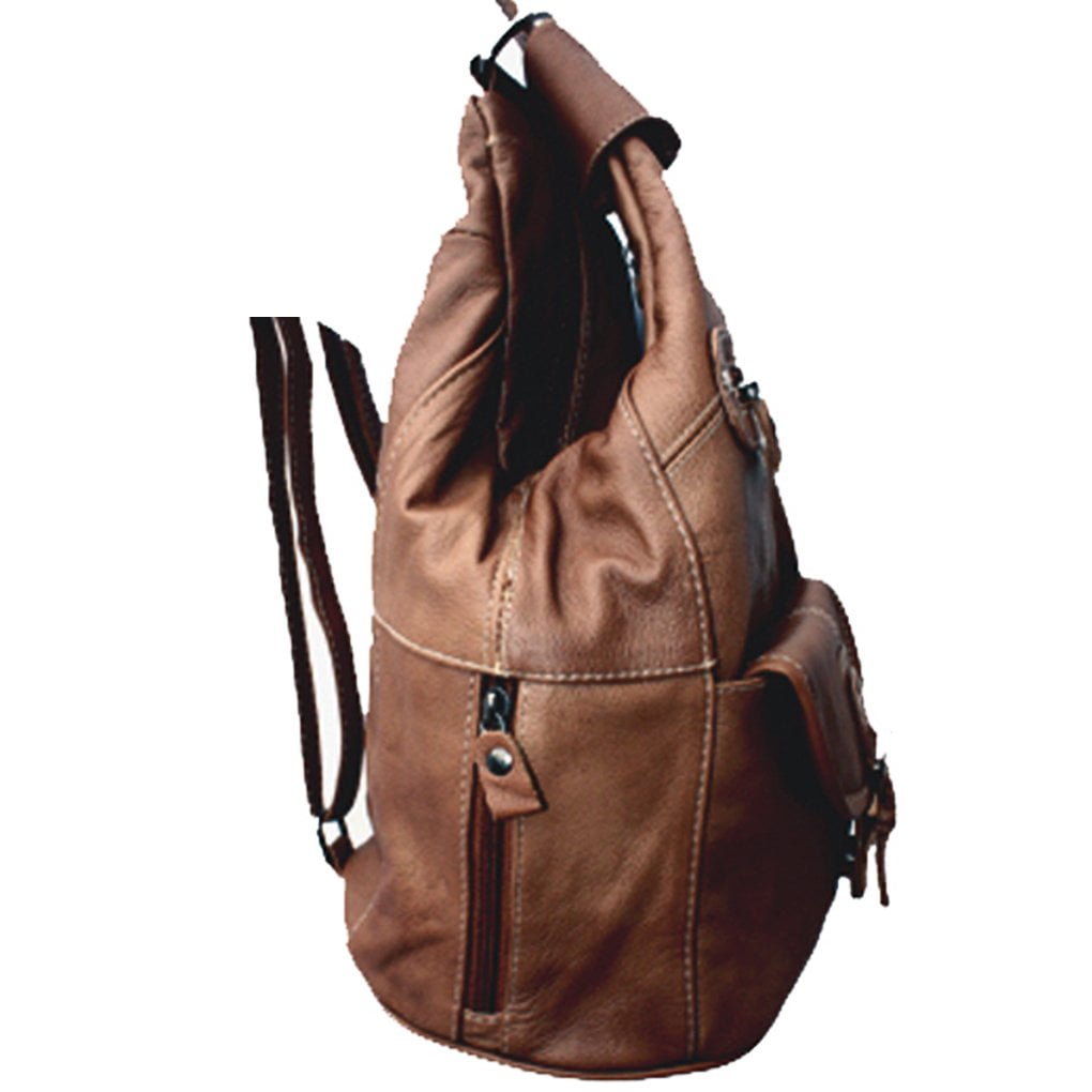 Women's Cowhide Leather Backpack Convertible Sling One Shoulder Large Bag Secure Entry 7 Pocket